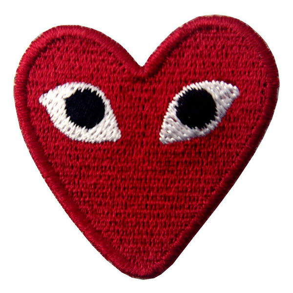 PLAY COMME des GARCONS Black Heart Eyes Embroidered Iron On / Sew On Patch,  price tracker / tracking,  price history charts,   price watches,  price drop alerts